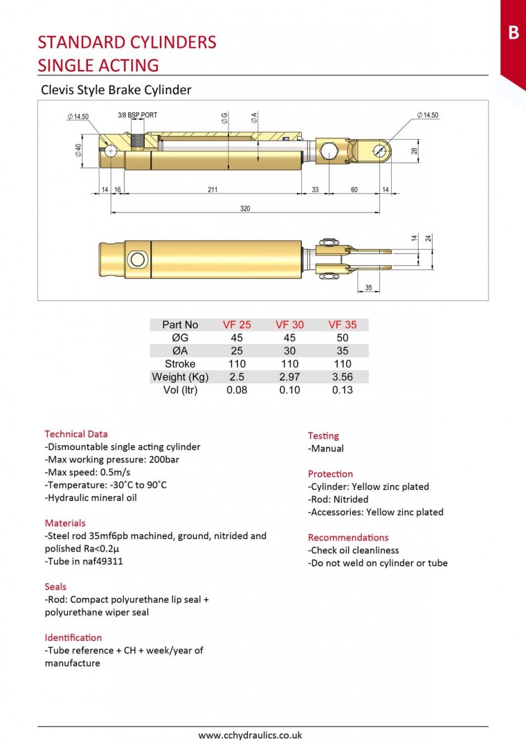 10 Clevis style brake cylinder